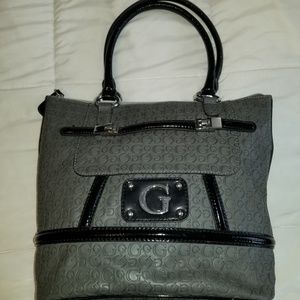 Authentic Guess Gray and Black Handbag.